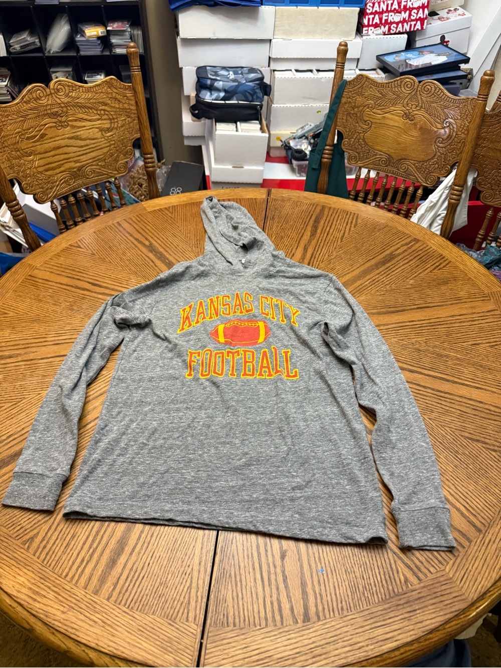 Charlie Hustle Kansas City Football Gray Hooded Long Sleeve Tee